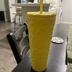 Starbucks Geometric Yellow Tumbler with Straw